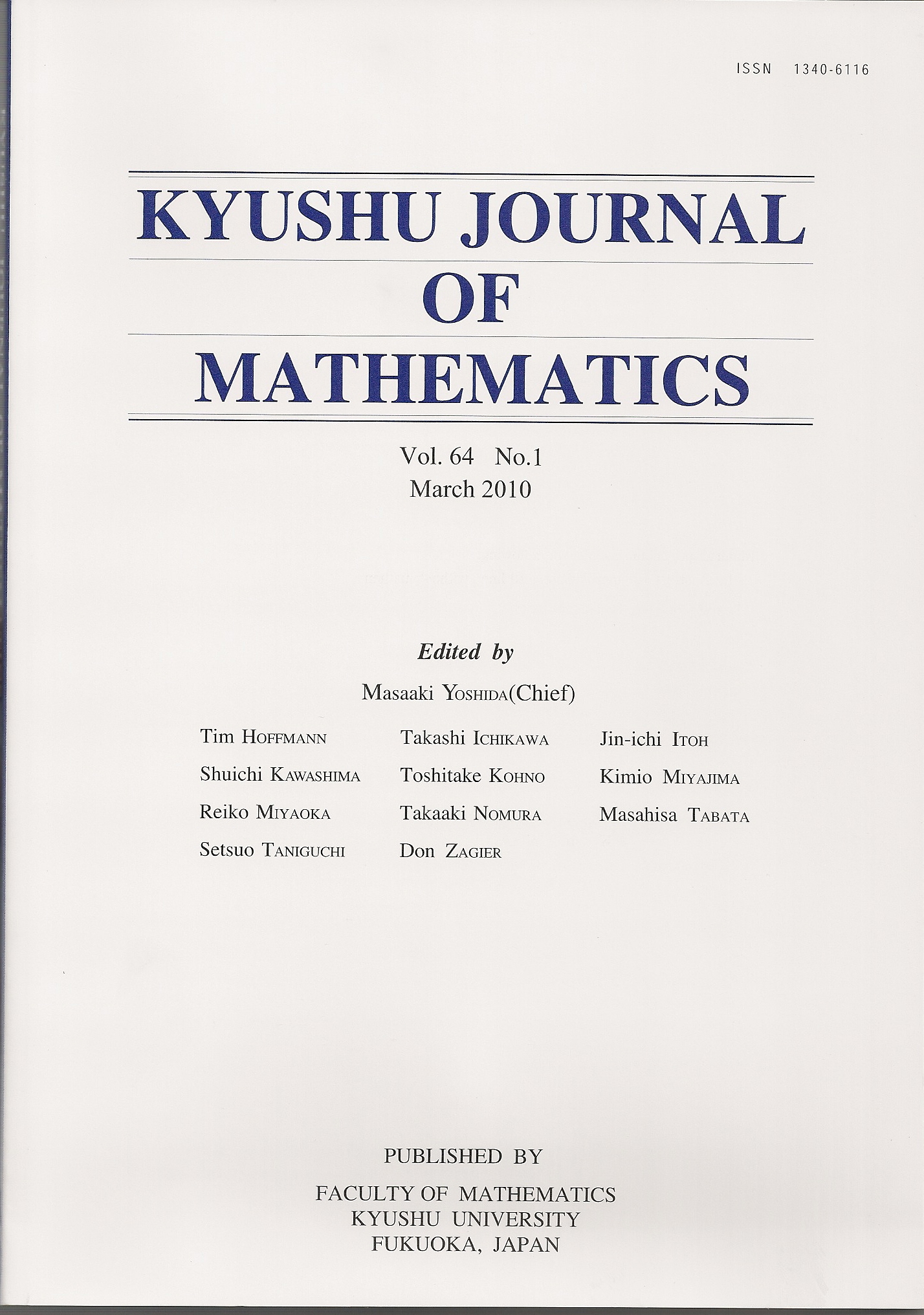 Kyushu journal of mathematics Kyushu journal of mathematics